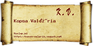 Kopsa Valéria névjegykártya